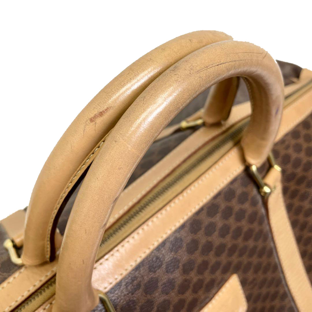 CELINE セリーヌ マカダム柄 ボストンバッグ PVC レザー ブラウン M14