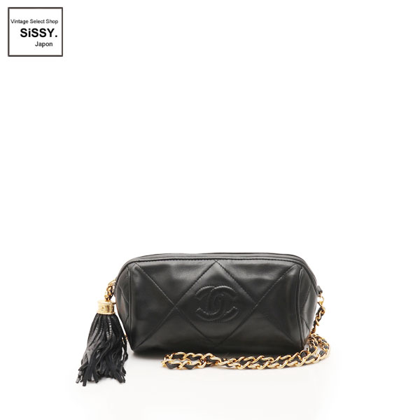 □シャネル□ ココマーク 筒形チェーンショルダーバッグ ラムスキン