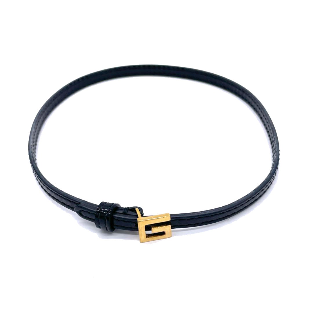 GUCCI グッチ スクエアG レザー チョーカー パテント ブラック