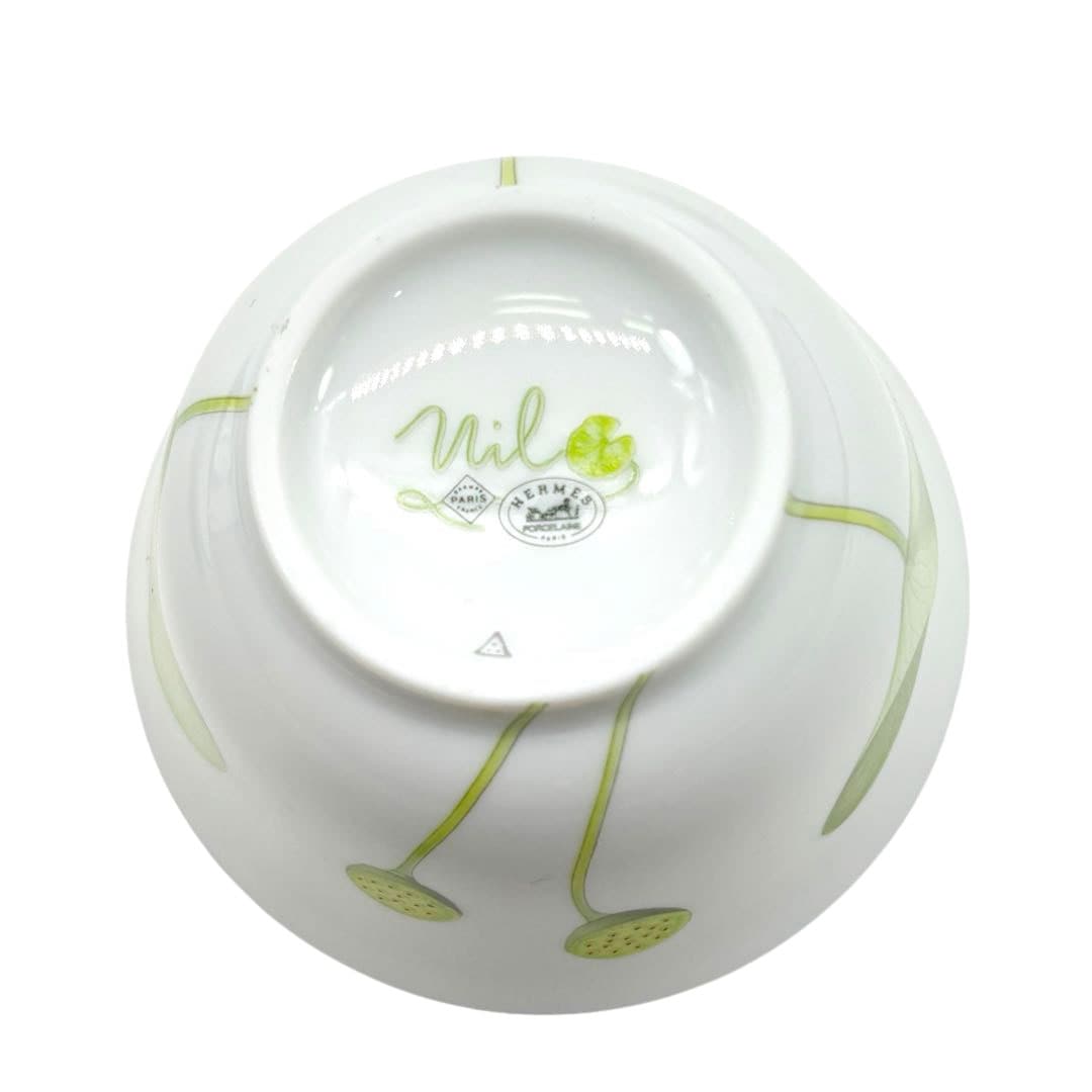 HERMES エルメス 茶器 蓋/茶托付き 湯呑み カップ ナイルの庭 ホワイト