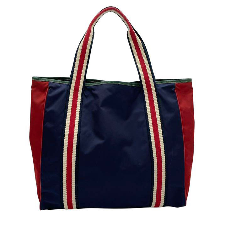 GUCCI グッチ トートバッグ シェリーライン ナイロン ネイビー レッド