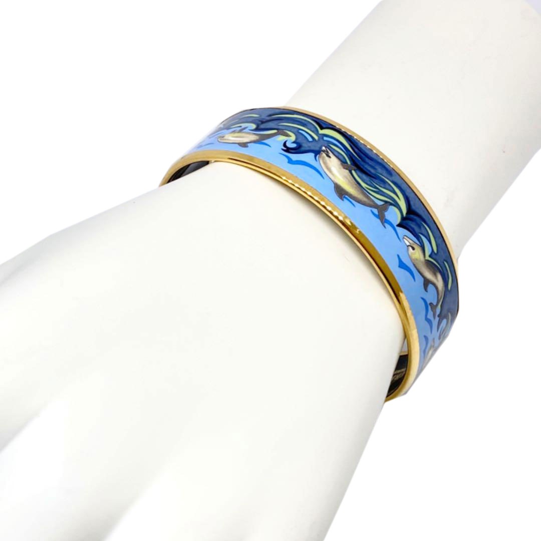 HERMES エルメス エマイユMM バングル ブレスレット 七宝 イルカ柄