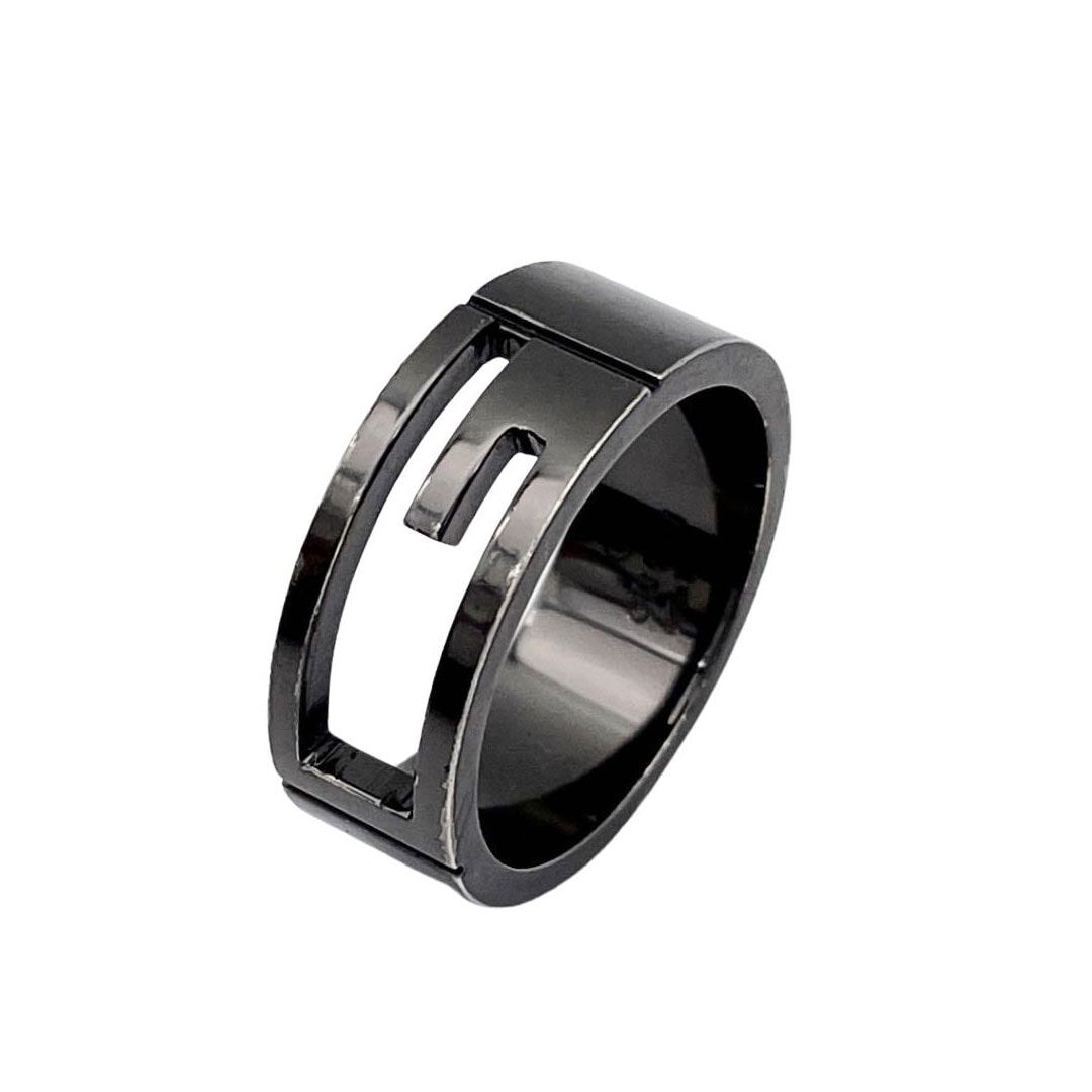 GUCCI グッチ ブランデッド Gリング 指輪 ブラックコーティング Ag925