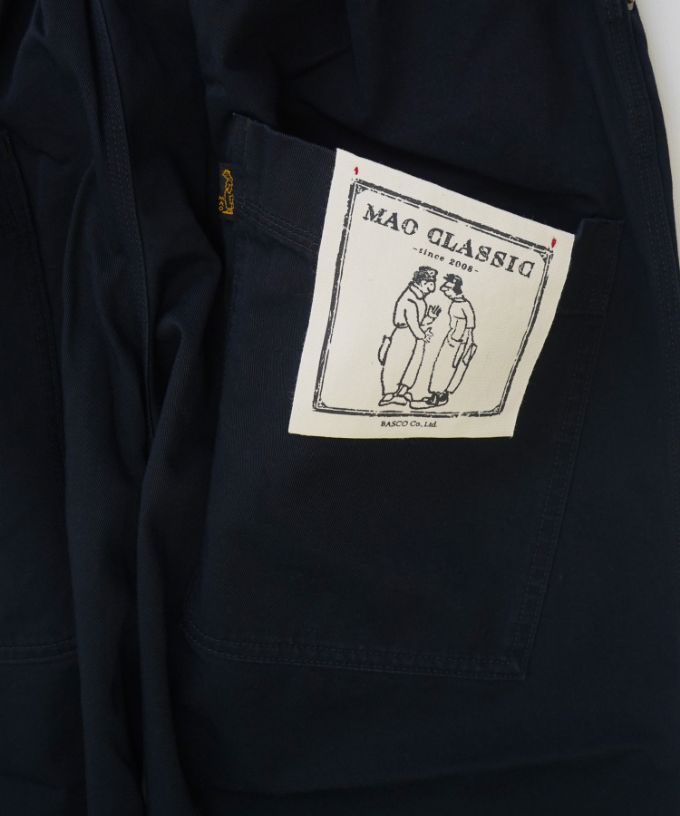 再入荷ネイビー】マオパンツロングチノ 定番バックポケットパンツ