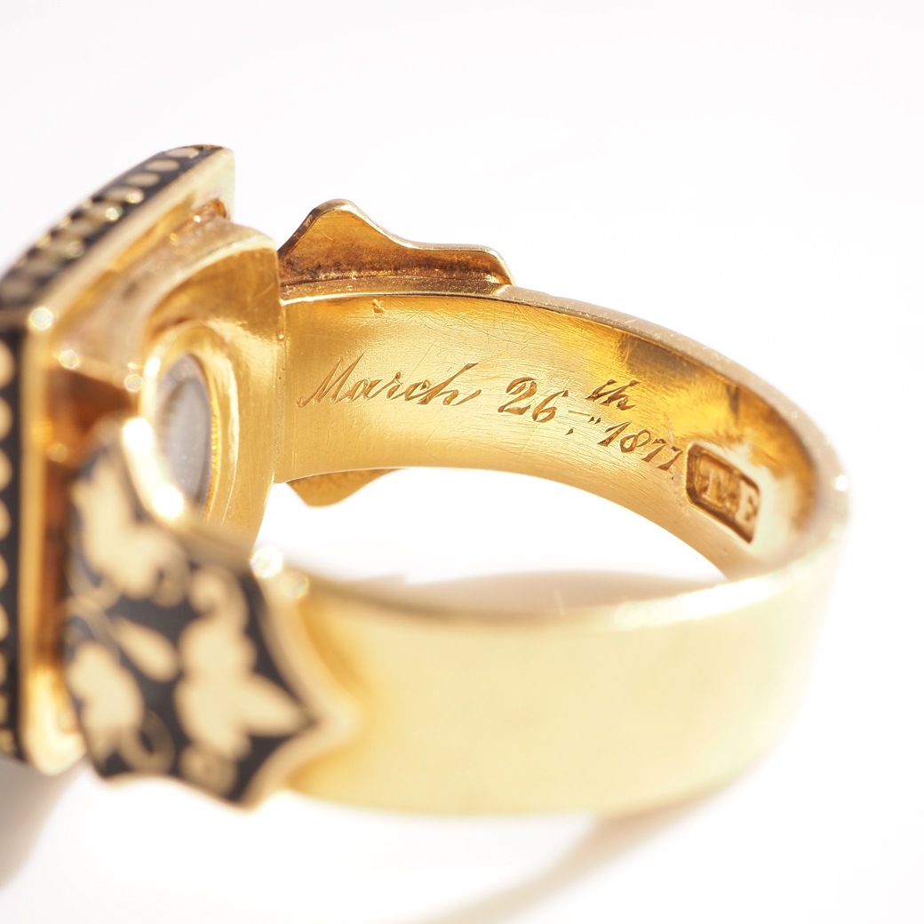 アンティークジュエリー アンティークリング エナメル装飾 アゲート