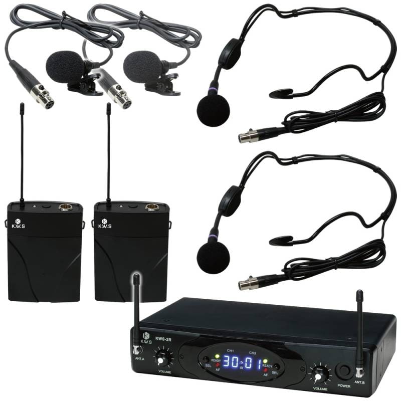 K.W.S ワイヤレスマイク 2本 同時使用 ピンマイク 2本 ヘッドセット