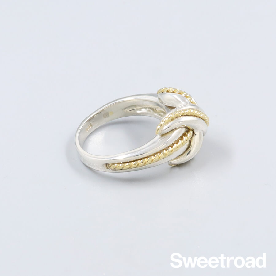 ティファニー シグネチャーリング 10号 18KYG・925シルバー w-30083gnz