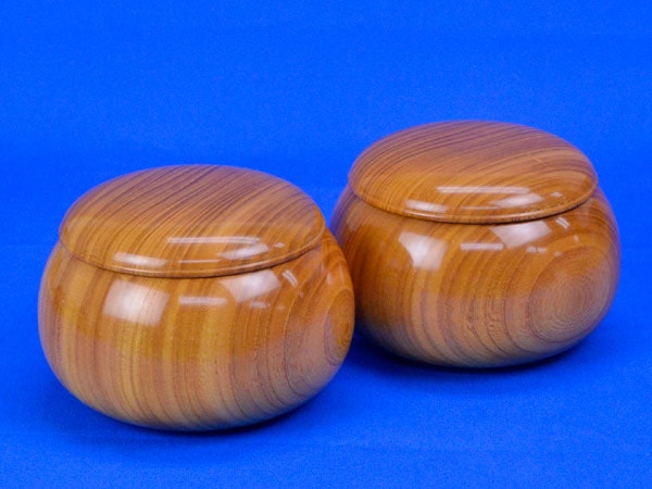 囲碁 木製碁笥 欅 特大 桐製碁笥箱付き ※蛤碁石36号まで収納可能