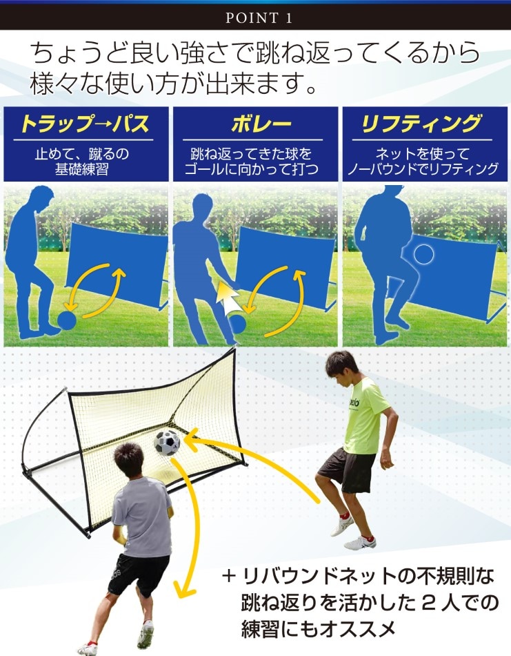 リバウンドネット サッカー 大型 室内 屋外兼用 リバウンダー リターン