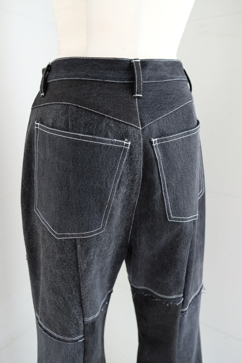 black denim patchwork pants – MALION vintage