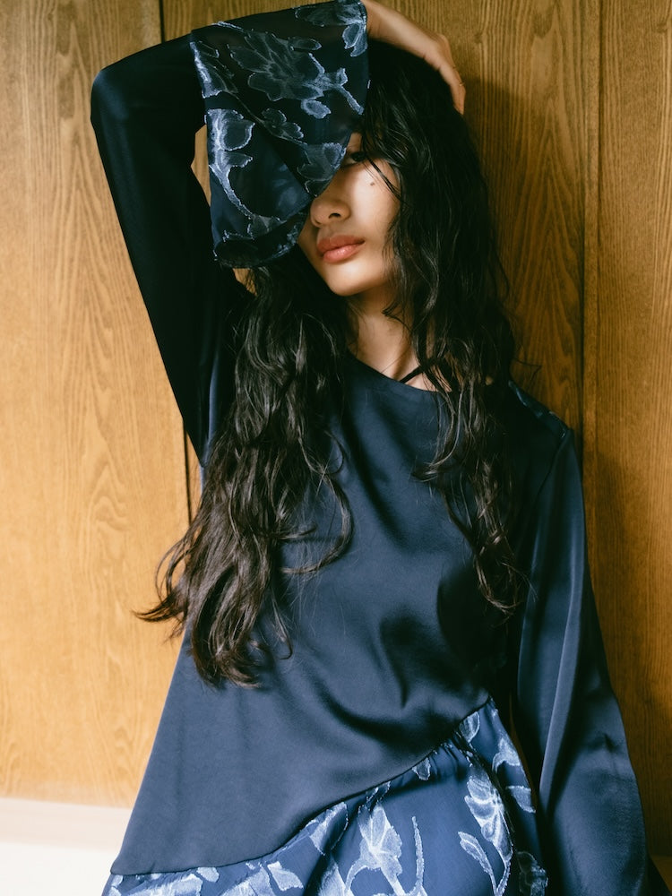 Sheer Jacquard Flare Docking Dress – MARTE