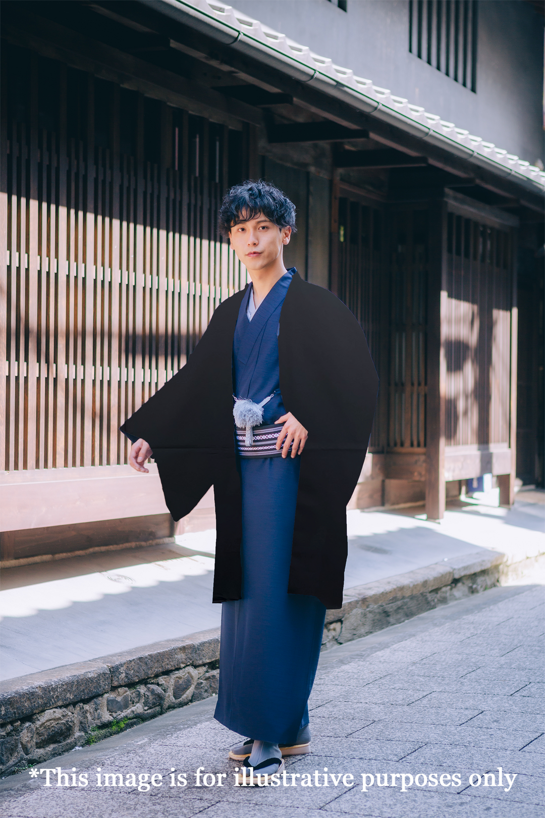 Men's Japanese Kimono Haori, Coat : Simple Black *3L – Kyoto