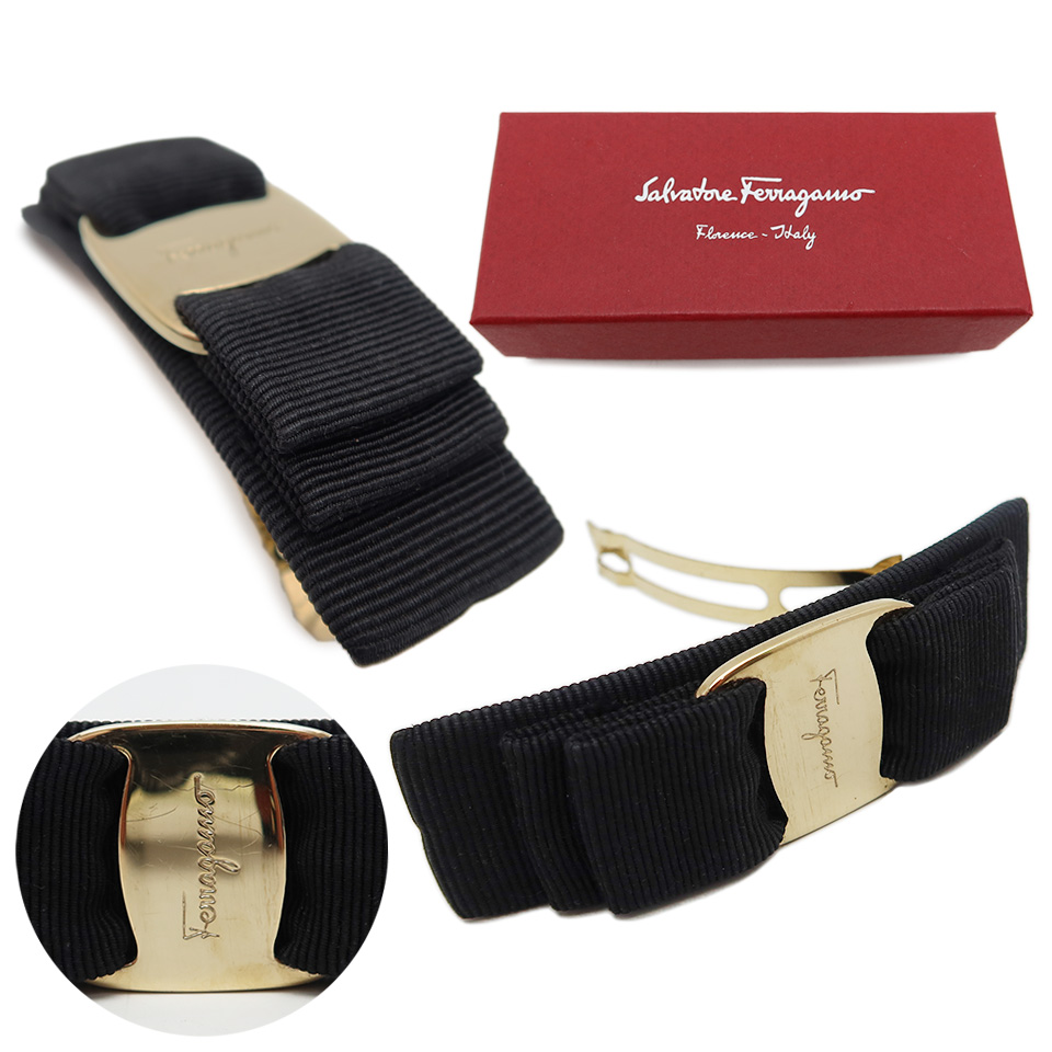 フェラガモ ヴァラリボン バレッタ 2コセット コットン×レーヨン