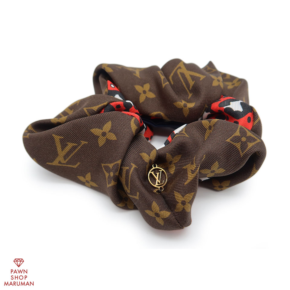 ひらやましょう M77011 シュシュ モノグラム シュシュ ブラウン ひら