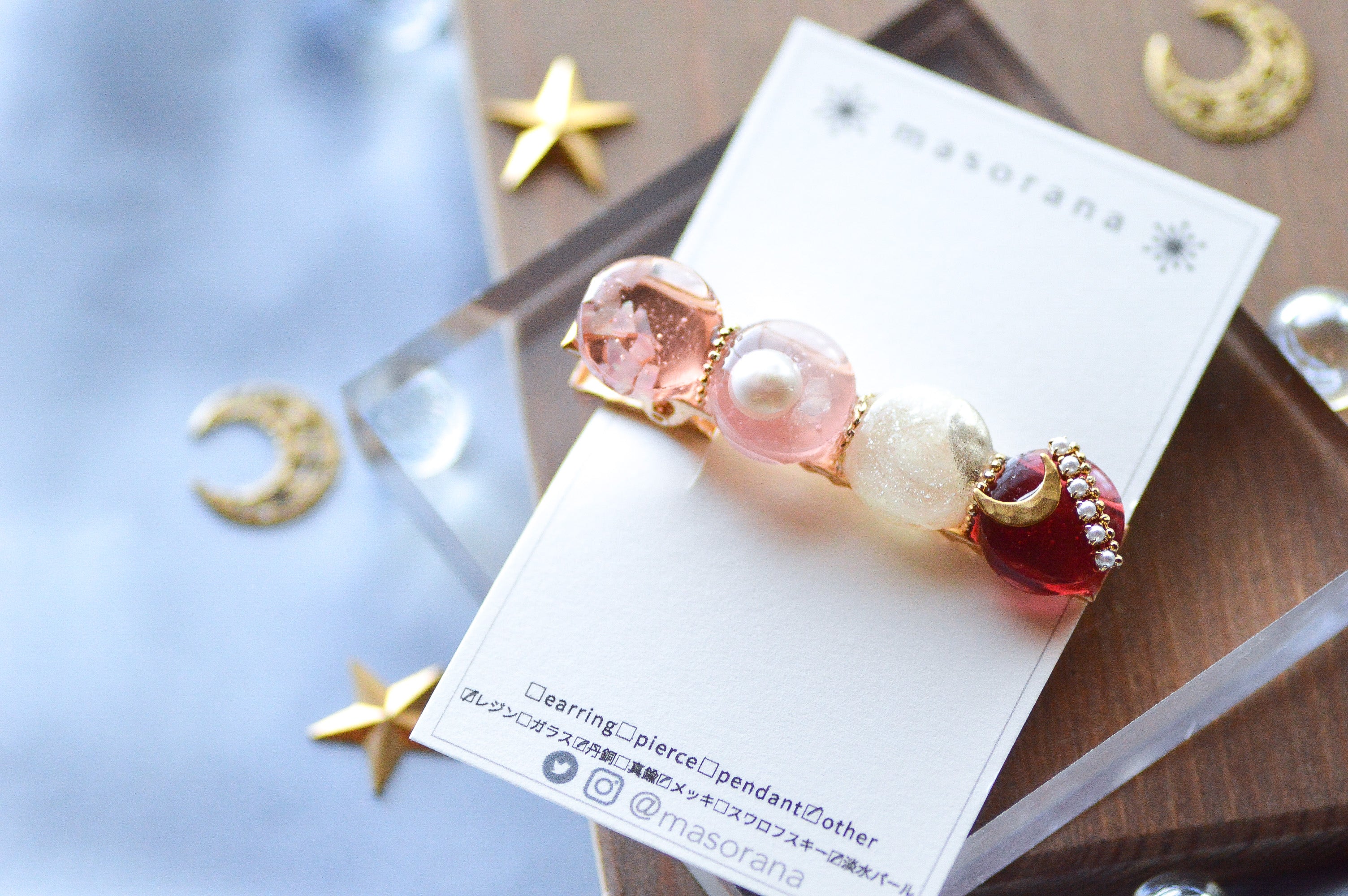 月と夜のヘアクリップ- deep red - – 宙フェス夜市