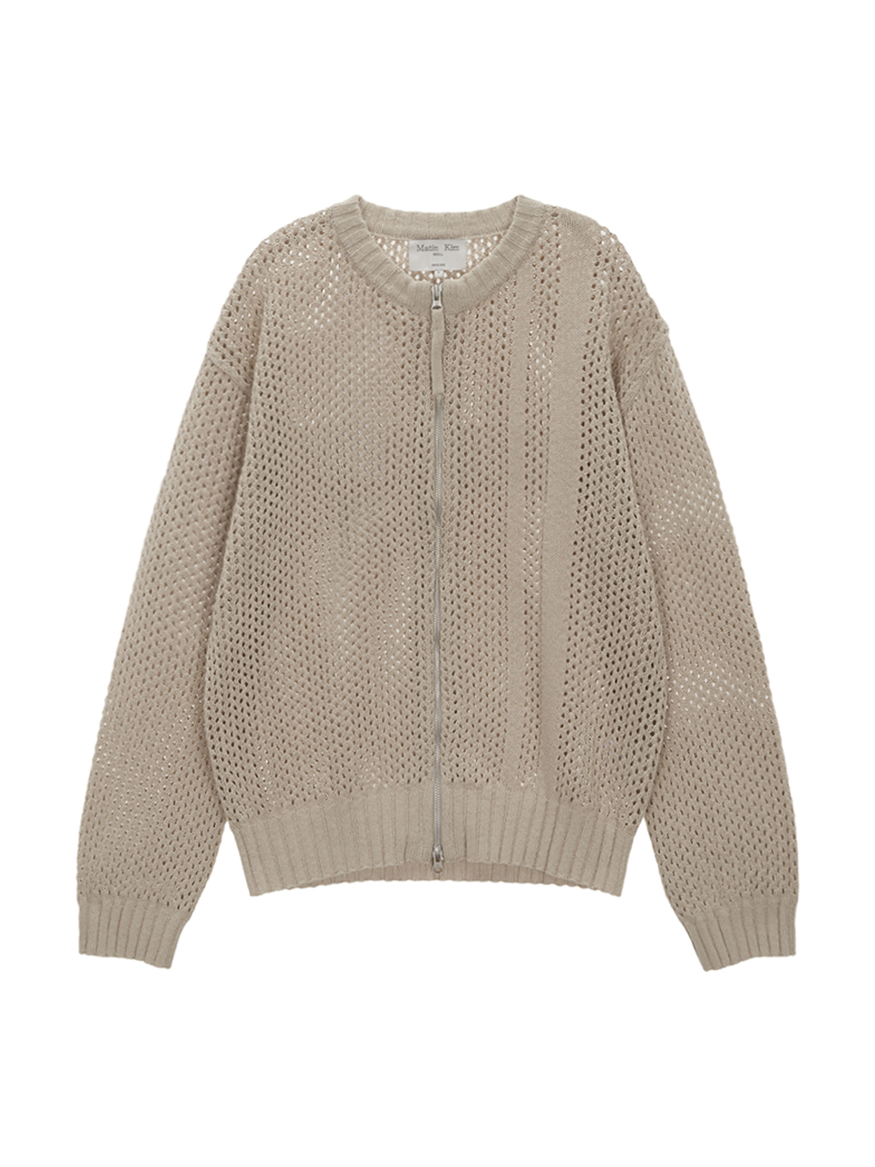 BACK LOGO JACQUARD KNIT ZIP UP FOR MEN IN BEIGE – Matin Kim