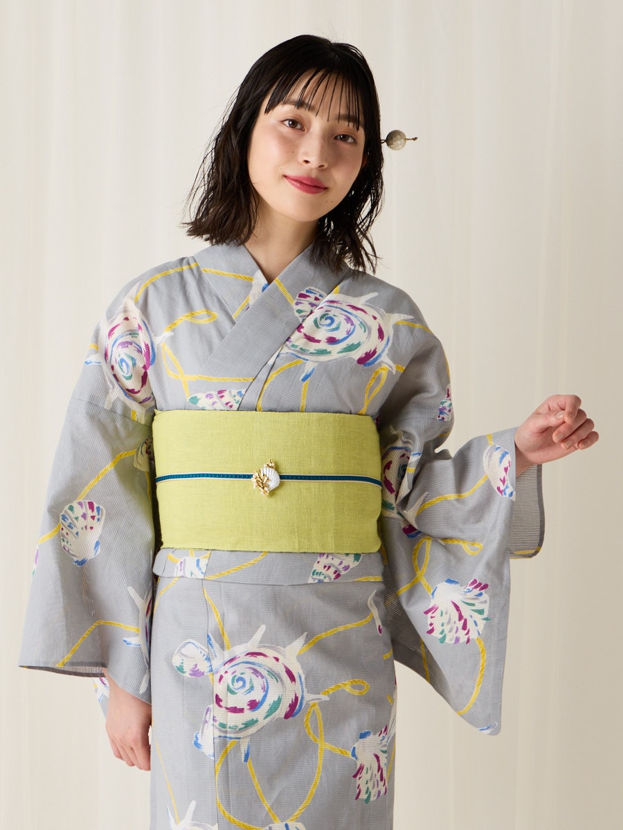残りわずか】浴衣単品「 貝 」(FREE ライトグレー): ふりふ ｜ミマツ