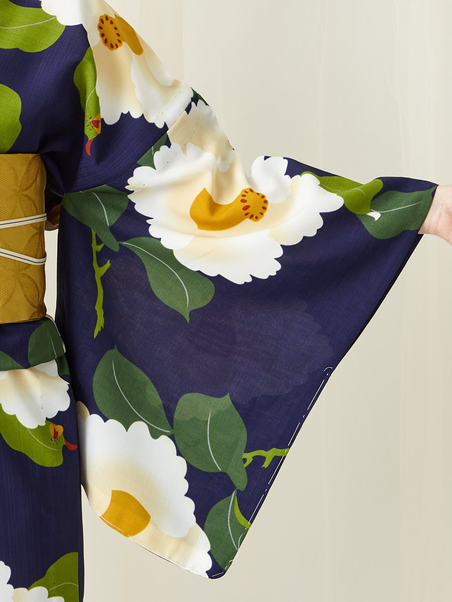 浴衣単品「椿オーバジーン」(FREE ロイヤルブルー): ふりふ ｜ミマツ