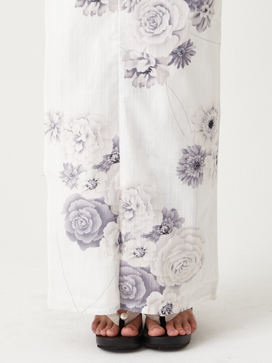 浴衣単品「 フラワーブーケ 」(FREE ホワイト): ふりふ ｜ミマツ