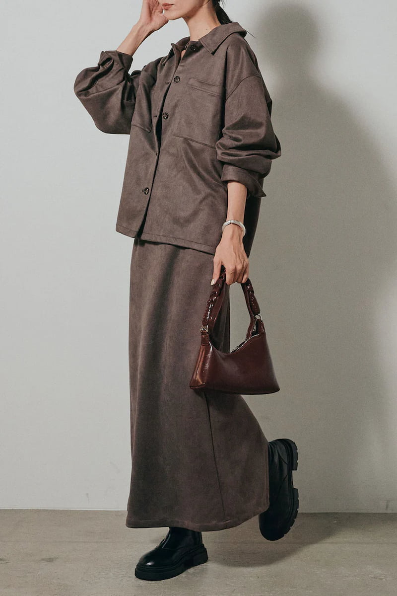 ESICA/エシカ][SET]フェイクスウェードシャツジャケット+フェイク