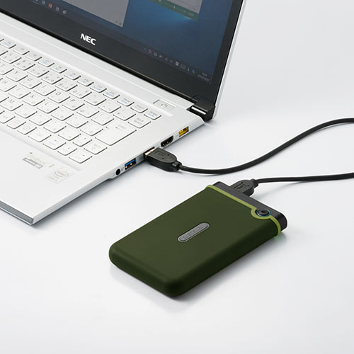 耐衝撃 ポータブルHDD 2TB USB3.1 ミリタリーグリーン Transcend