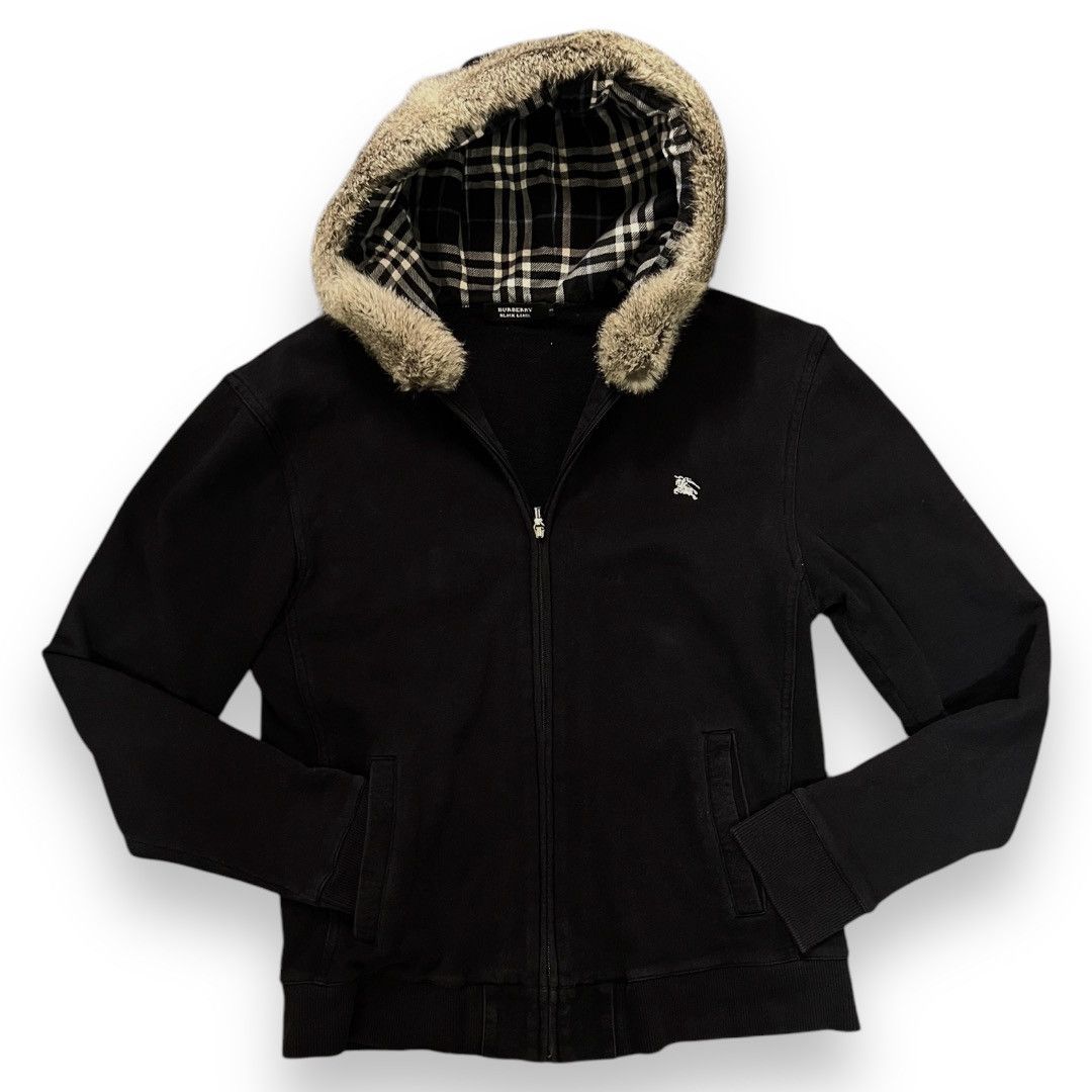 Black Label × Burberry Burberry Black Label Fur Hoodie 00s | Grailed