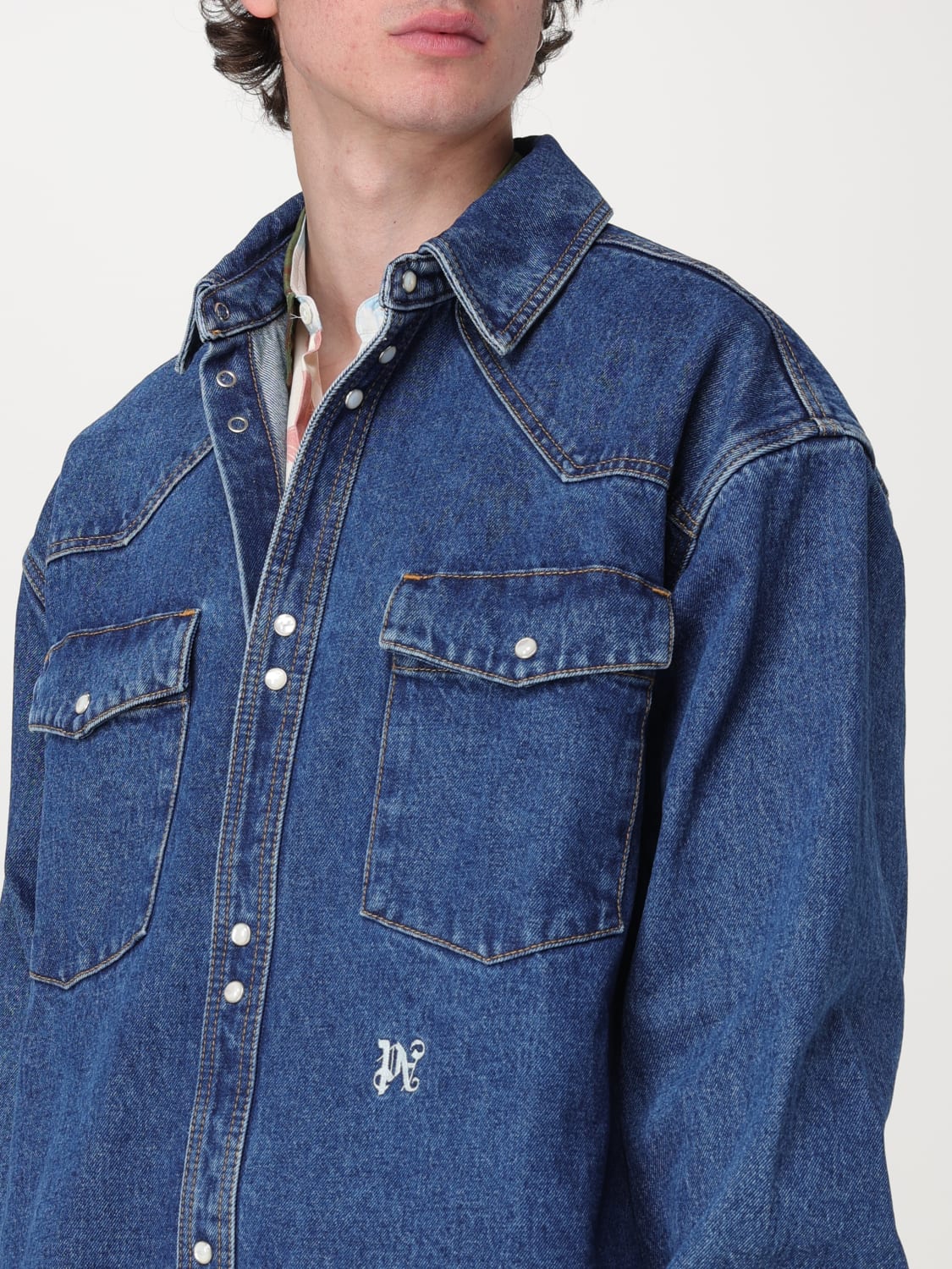 Palm Angels シャツ メンズ - デニム | PMYD023R24DEN002 | GIGLIO.COM