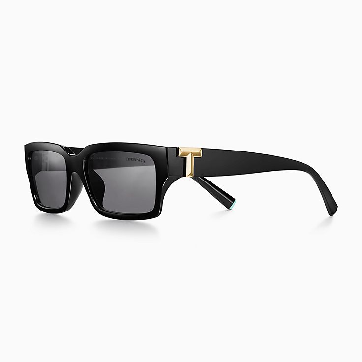 Tiffany T Sunglasses in Black Acetate with Dark Gray Lenses
