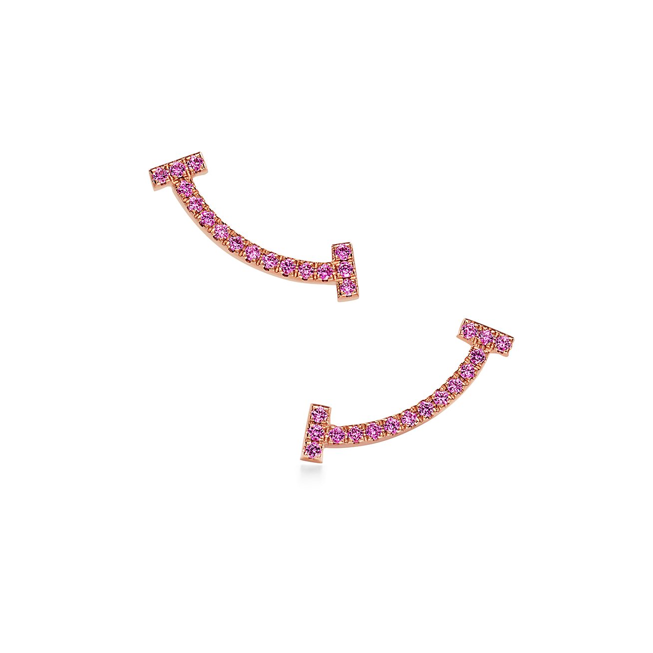 ティファニー T スマイル ピアス ピンク サファイヤ ローズゴールド