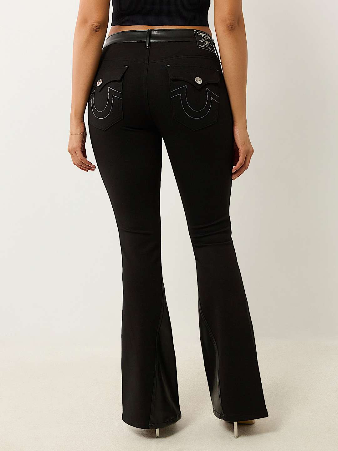 JOEY FAUX LEATHER PONTE FLARE JEAN