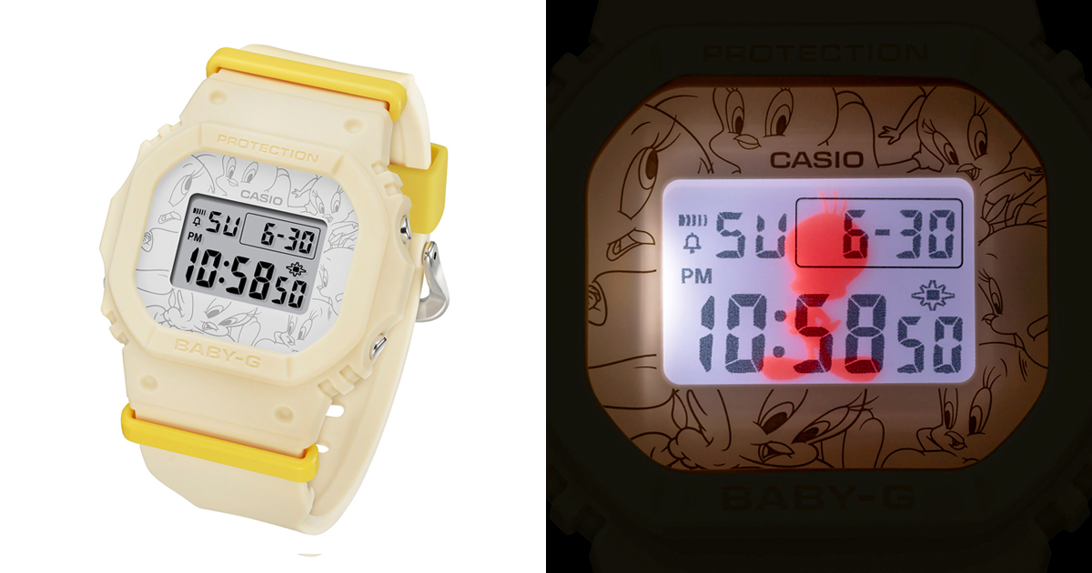 BABY-G」が“トゥイーティー”とコラボ ライト点灯でシルエットが浮かぶ