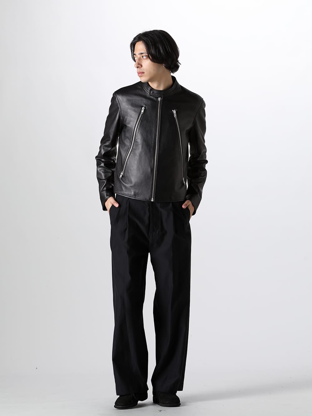 MAISON MARGIELA 八の字ライダースオールブラックスタイル -FASCINATE