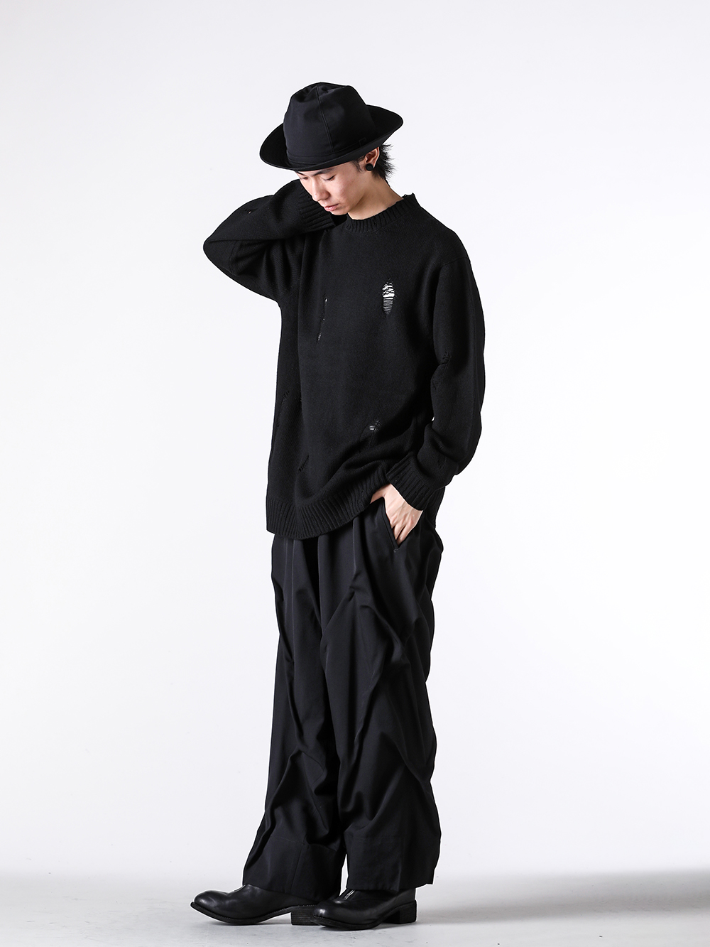 Yohji Yamamoto POUR HOMME 25–26AW Wool Knit Random Tuck Pants