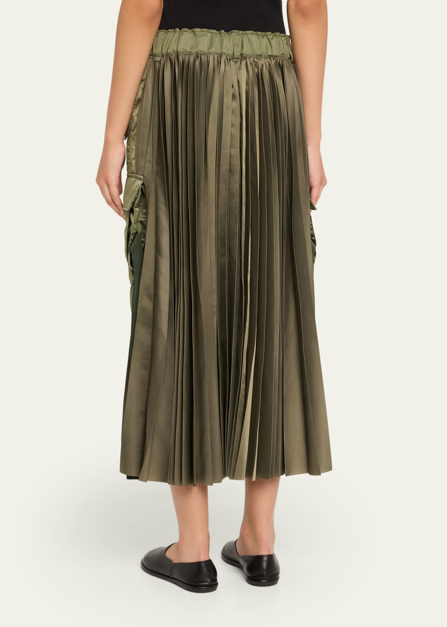 SACAI Nylon-Twill Pleated Cargo Midi Skirt - Bergdorf Goodman