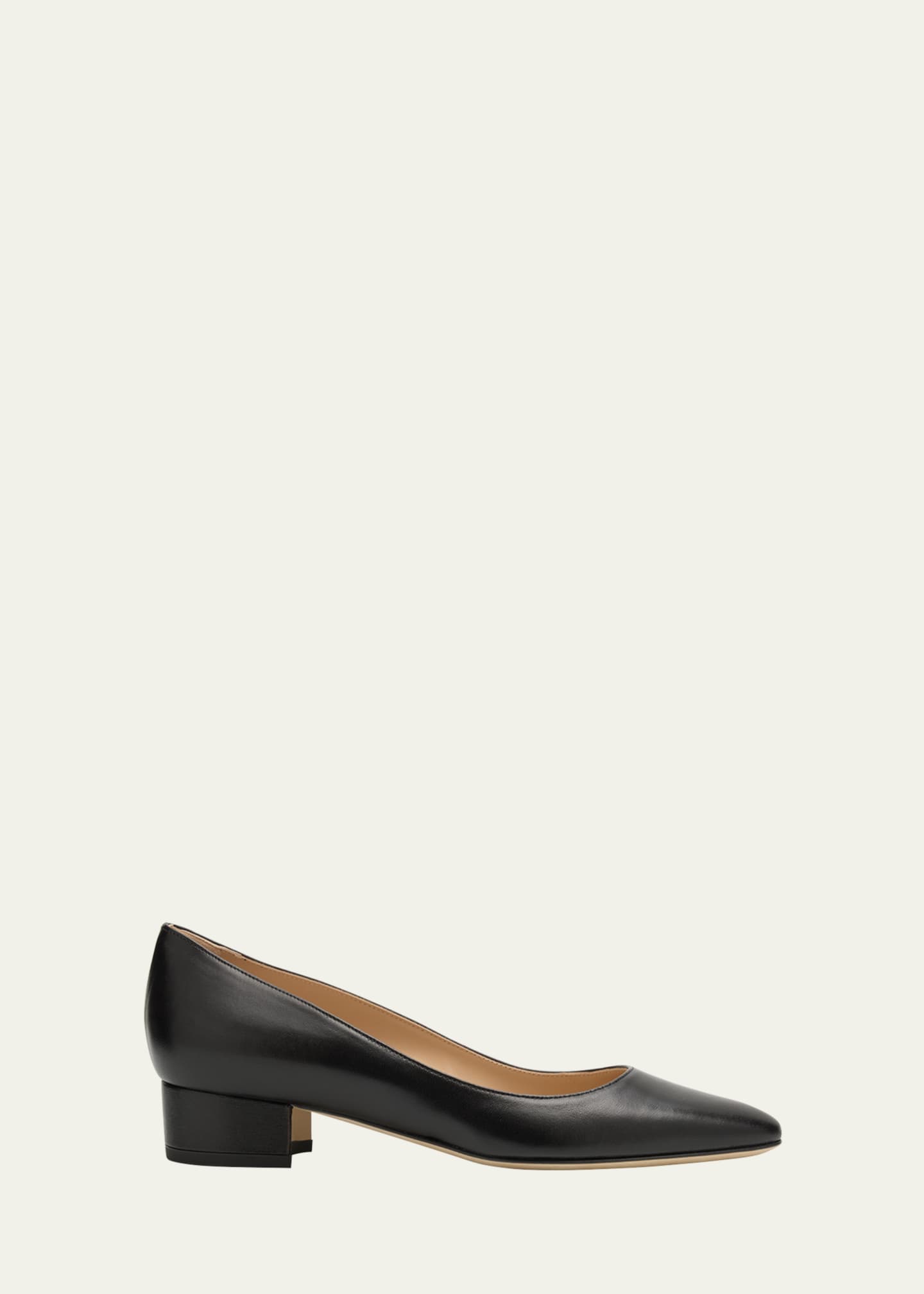 Manolo Blahnik Lista Leather Block-Heel Pumps - Bergdorf Goodman