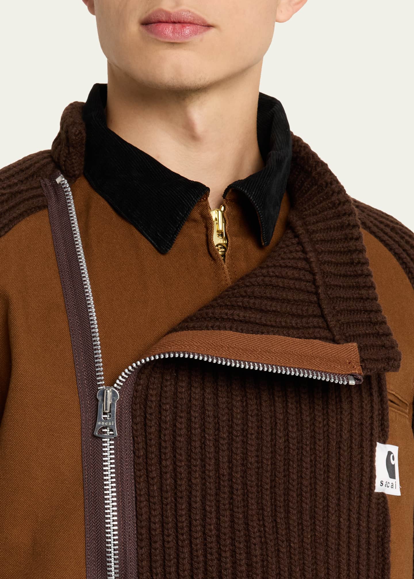 SACAI x CARHARTT WIP Men's Washed Duck & Wool Knit Blouson Jacket