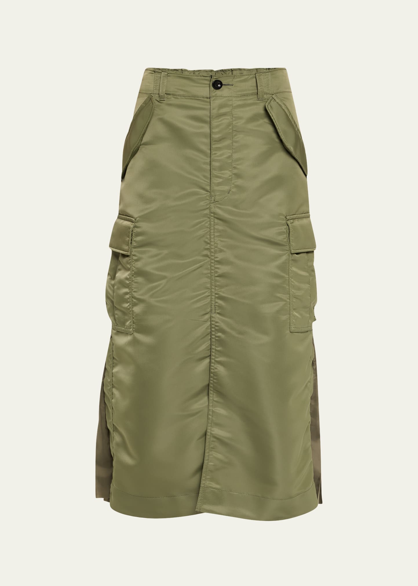 SACAI Nylon-Twill Pleated Cargo Midi Skirt - Bergdorf Goodman