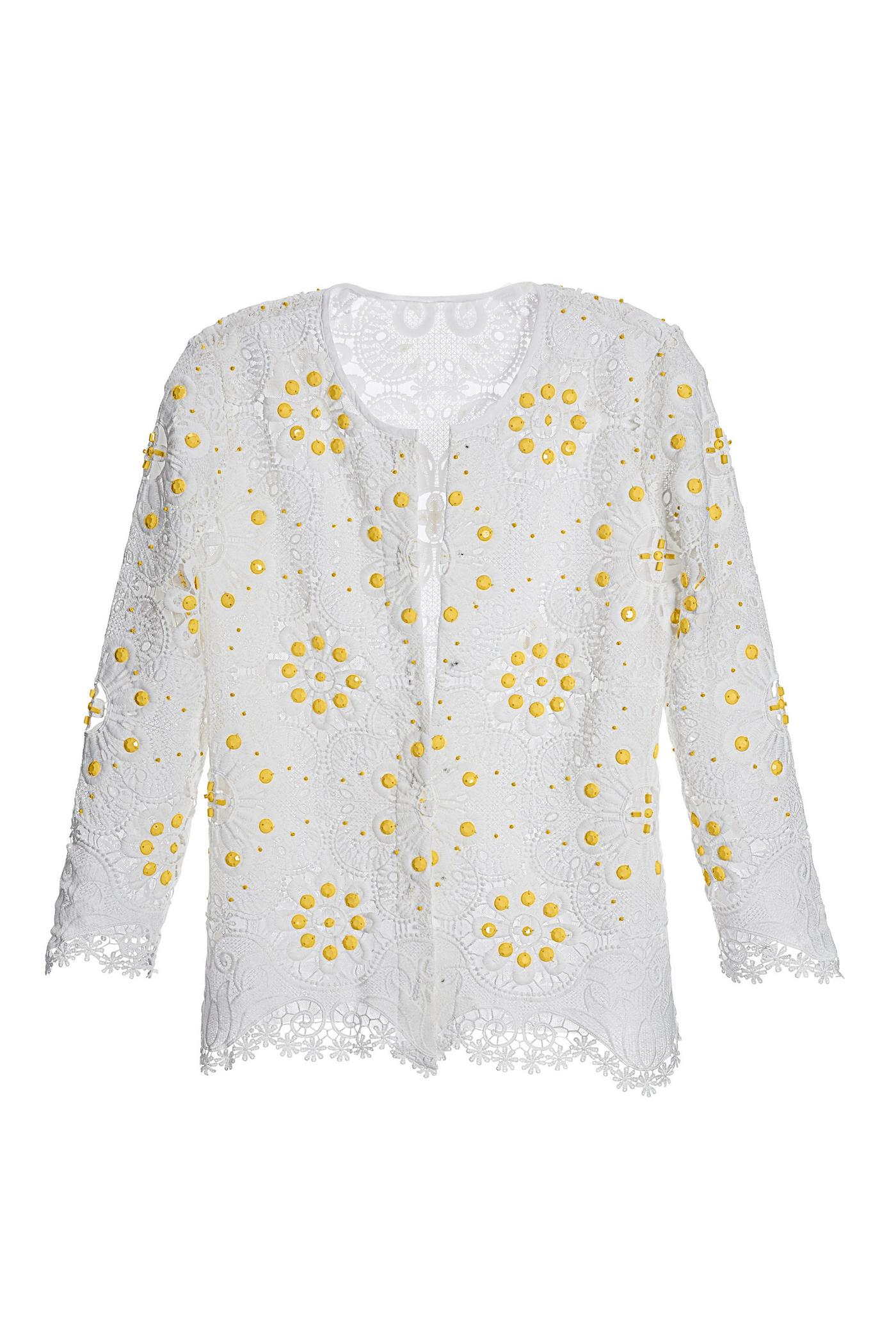 Novelty Floral Beaded Lace Jacket - Yellow/White | Boston Proper