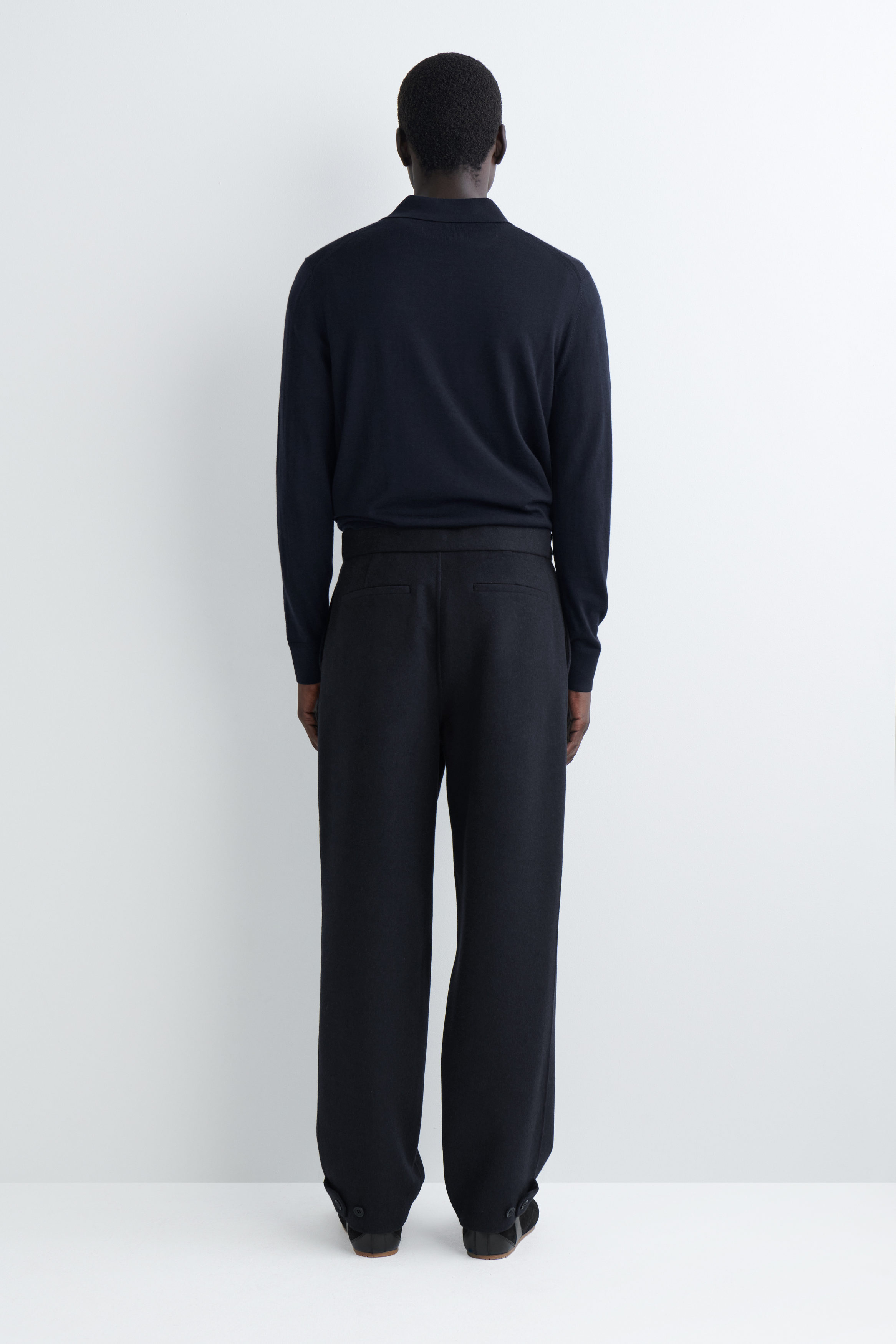 SPLIT WOOL RELAXED-FIT TAPERED TROUSERS - NAVY | COS