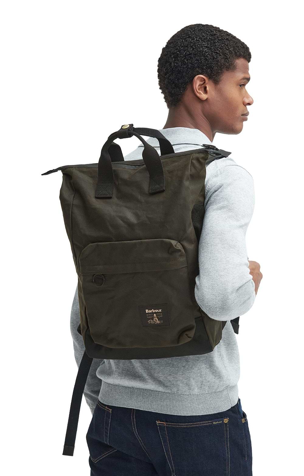 Mens Barbour Field Wax Backpack, Green - House of Bruar