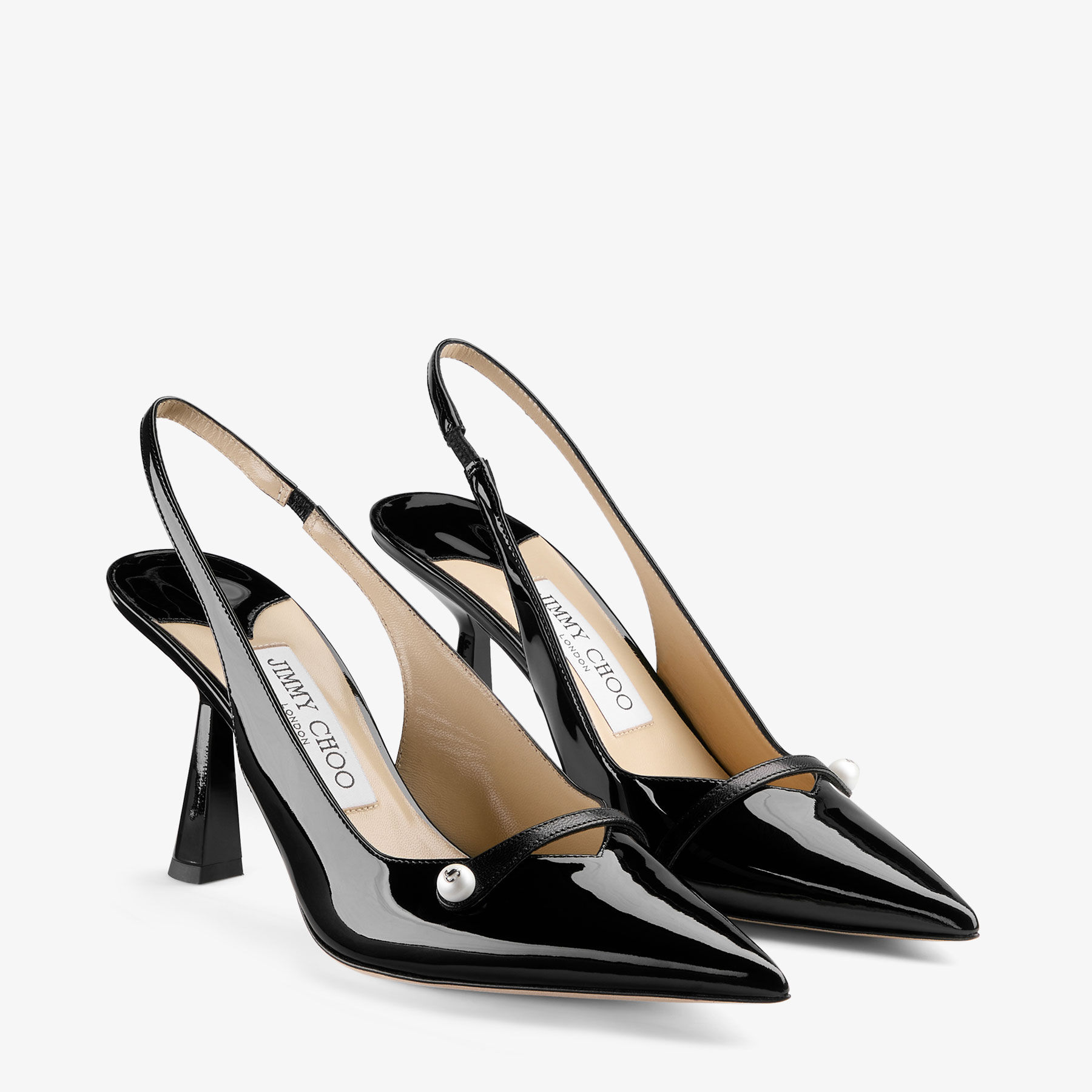 Amita 85 | Black Patent Nappa Leather Slingbacks | JIMMY CHOO