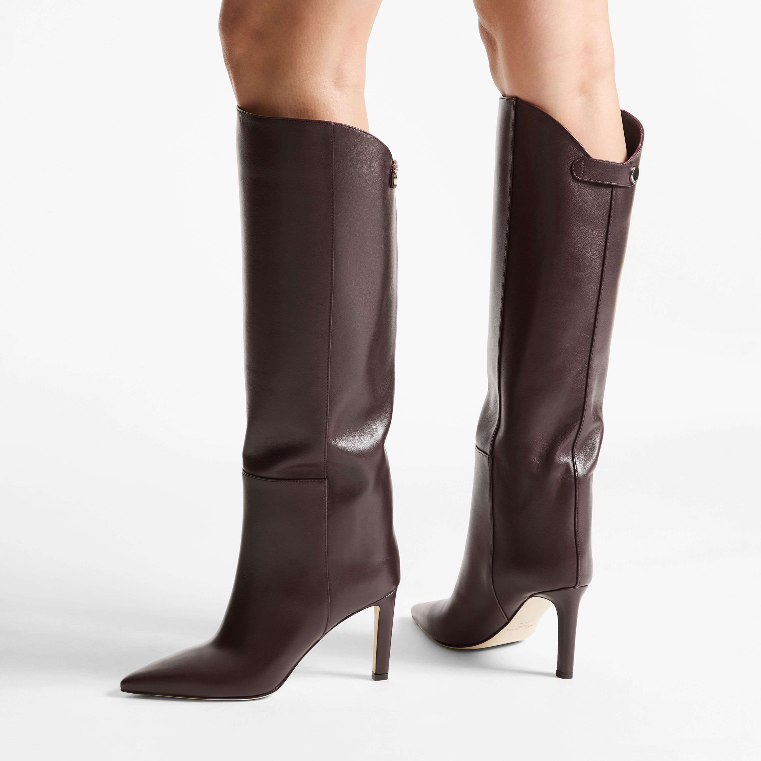 Alizze Knee Boot 85 | Deep Merlot Smooth Leather Knee High Boots