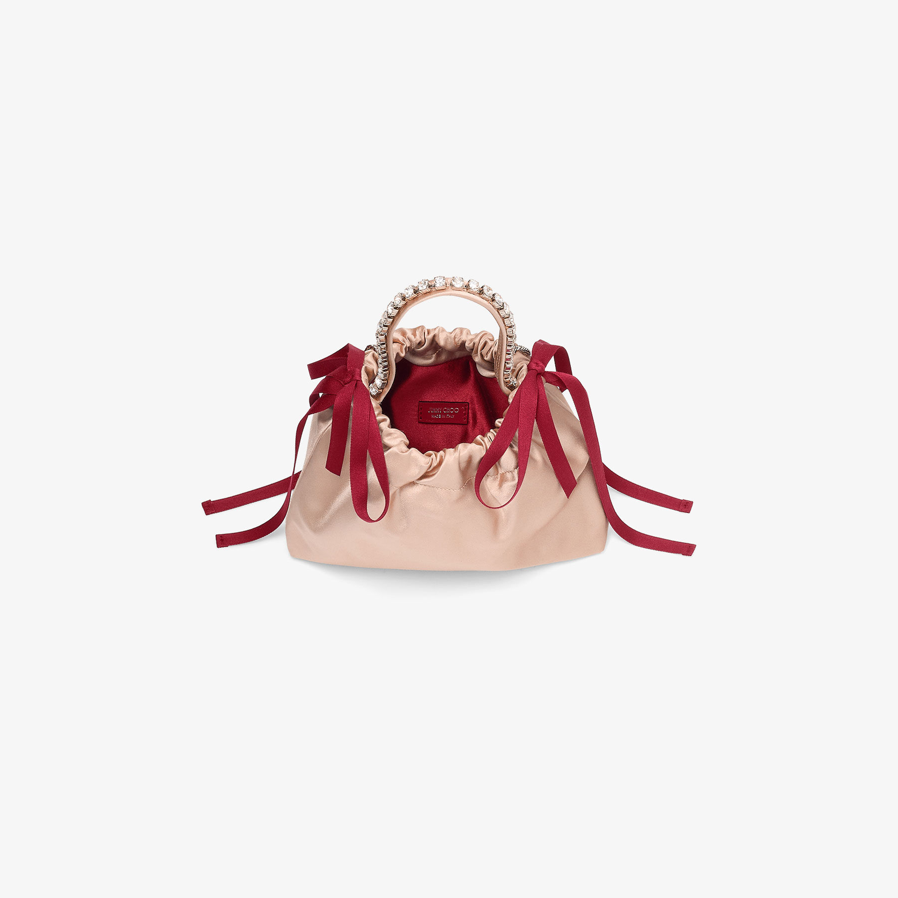 Drawstring Mini Top Handle | Macaron and Ruby Red Satin Mini