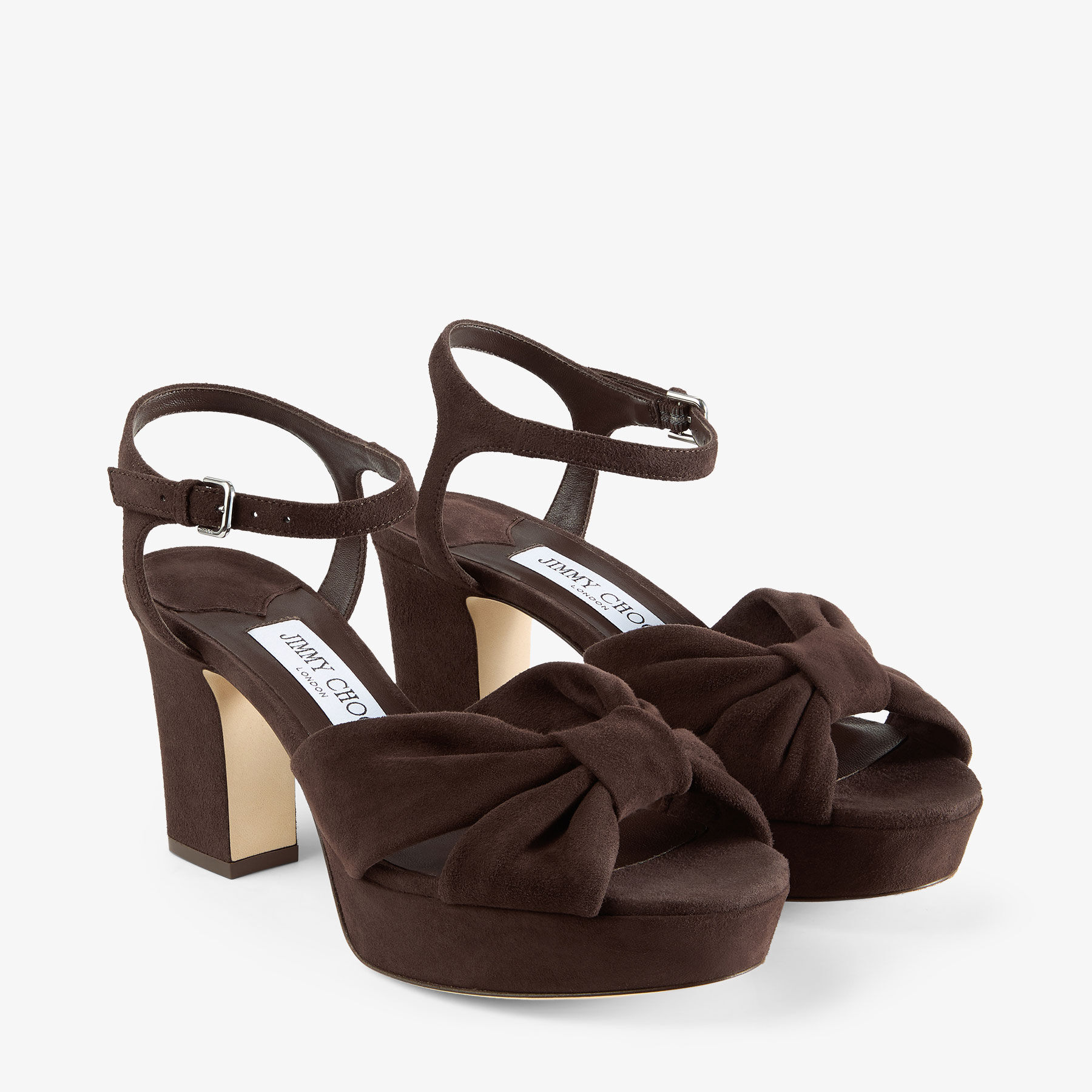 Heloise 80 | Chocolate Suede Platform Sandals | JIMMY CHOO