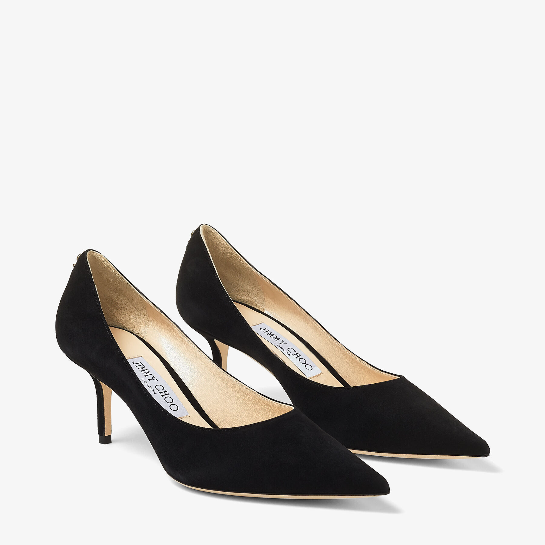 Black Suede Pointed pumps with JC Emblem | LOVE 65 | 24:7 Icons