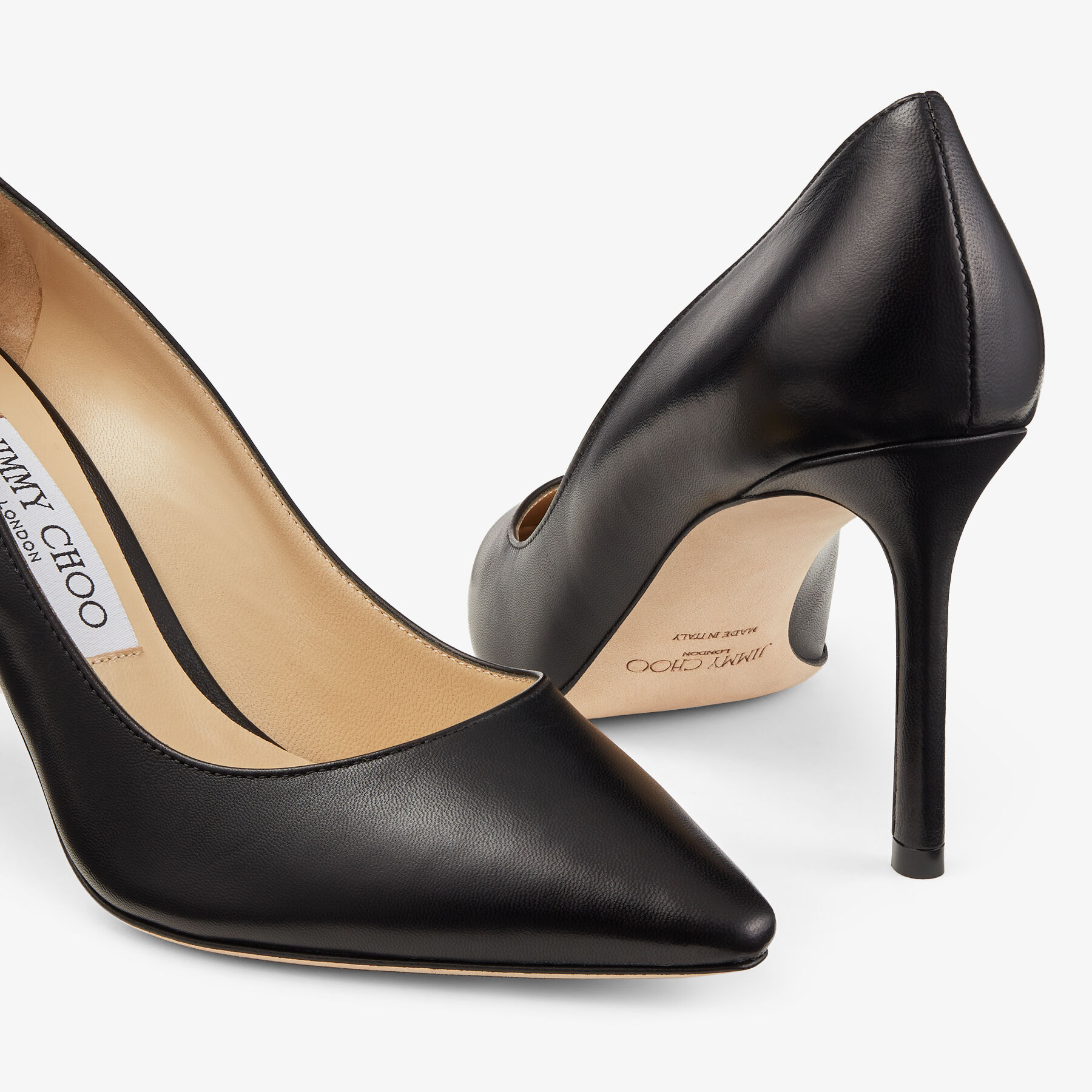 Black Kid Leather Pointy Toe Pumps | Romy 85 | Pre Fall 16 | JIMMY