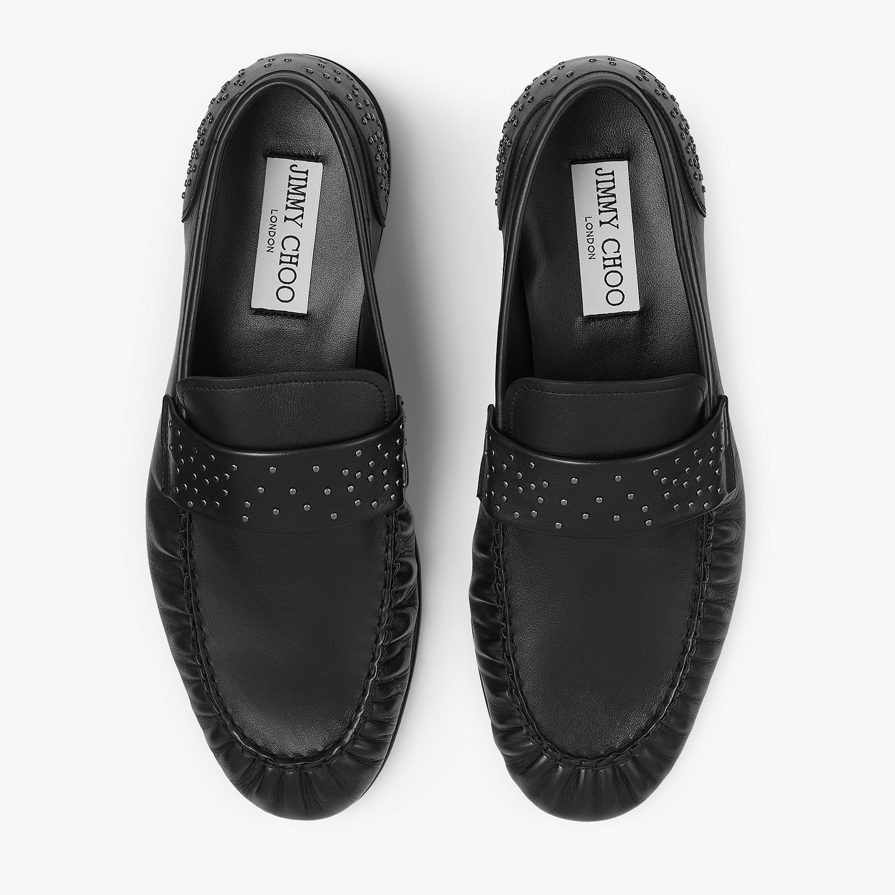 エリス ローファー / M |ブラック レザー・フラットスタッズ付き