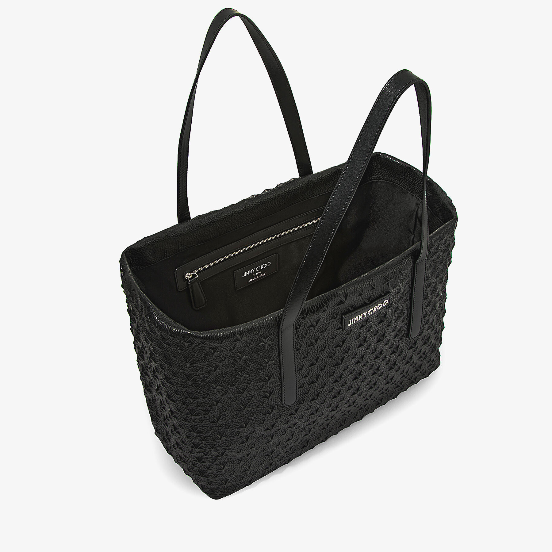 スターエンボス ブラック グレイニーレザー・スモール トートバッグ