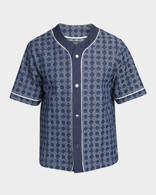 Amiri Men's MA Quad Denim Snap-Front Baseball Shirt | Neiman Marcus