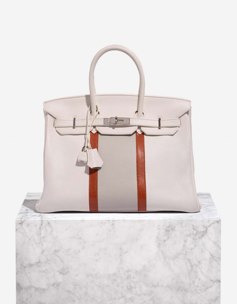 Hermès Birkin Club 35 Clemence / Lizard White / Gris / Perle